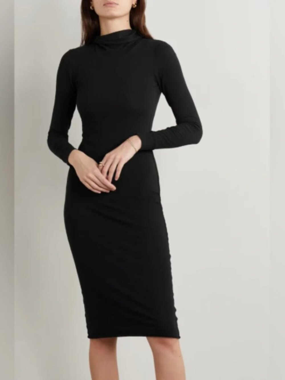 James Perse Los Angeles micro-sueded turtleneck dress black size 1 (small) VGUC